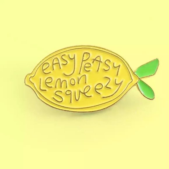 50% OFF! Easy Peasy Lemon Squeezy pin enamel pinback lemons lime fruit flair - Picture 1 of 4